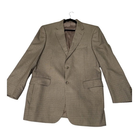 Jos A Bank Signature Gold Silk Wool Golden Houndstooth w Check Blazer size 42 LG - Picture 7 of 14